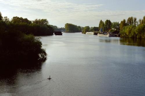 Blick nach Westen vom Geesthachter Hafen / Elbe, Foto Sept. 2005