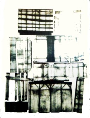 Foto eines Materialdrucks mit Tetra Paks, ca. 1996
